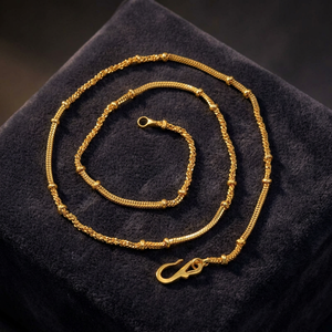 Collares de Cadena de Serpiente Chapados en Oro Micro de 14K, 18K, 24K al por Mayor con Detalles de Cuentas, Collares de Cadena de Moda, Diseño de Cadena Moderno - Product Image 1