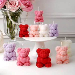 Bougie artisanale en cire de paraffine naturelle en forme d'ours rose, bougie artistique aromathérapeutique, cadeau romantique pour la Saint-Valentin, respectueuse de l'environnement - Product Image 2