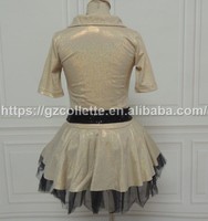 Robe de ballet de style occidental doré pour filles avec tutu Costume de scène de danse pour enfants justaucorps