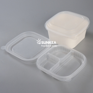 Tazón de Papel Rectangular <span class=keywords><strong>Poco</strong></span> Profundo de 500 ml para Ensaladas, Personalizado con Logotipo para Llevar - Product Image 3