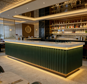 Barra de <span class=keywords><strong>Bar</strong></span> Moderna de Forma Larga y Color Verde, Diseño Personalizado para Restaurante, Club Nocturno, Barra de Cócteles en Venta - Product Image 2