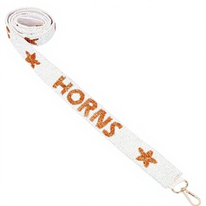 Horns Beaded <b>Lanyard</b> White Orange Star Pattern Metal Hook Fashionable Durable Strap Glass Beads - Product Image 1
