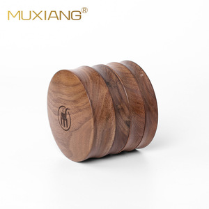 Muxiang Wood Smoke Grinder Black Walnut Round Engraved Logo Smoking Accessory - Product Image 3