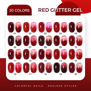 JTING Nouvelle Collection de Vernis Gel Scintillant Rouge 20 Couleurs 15ml Vernis à Ongles Gel Rouge Sans TPO Sans HEMA OEM ODM Gel Pailleté - Product Image 3