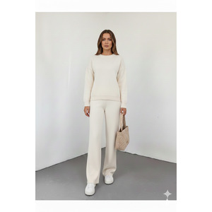 Women's Comfortable Winter Wide Leg Knitted <b>Trousers</b> <b>Elastic</b> <b>Waist</b> Standard Size Sml - Product Image 5