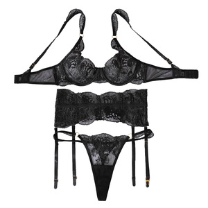 Set Sexy da donna Set di mutandine perizoma da donna intimo costumi esotici in pizzo trasparente reggiseno mutandine Lingerie donna - Product Image 5