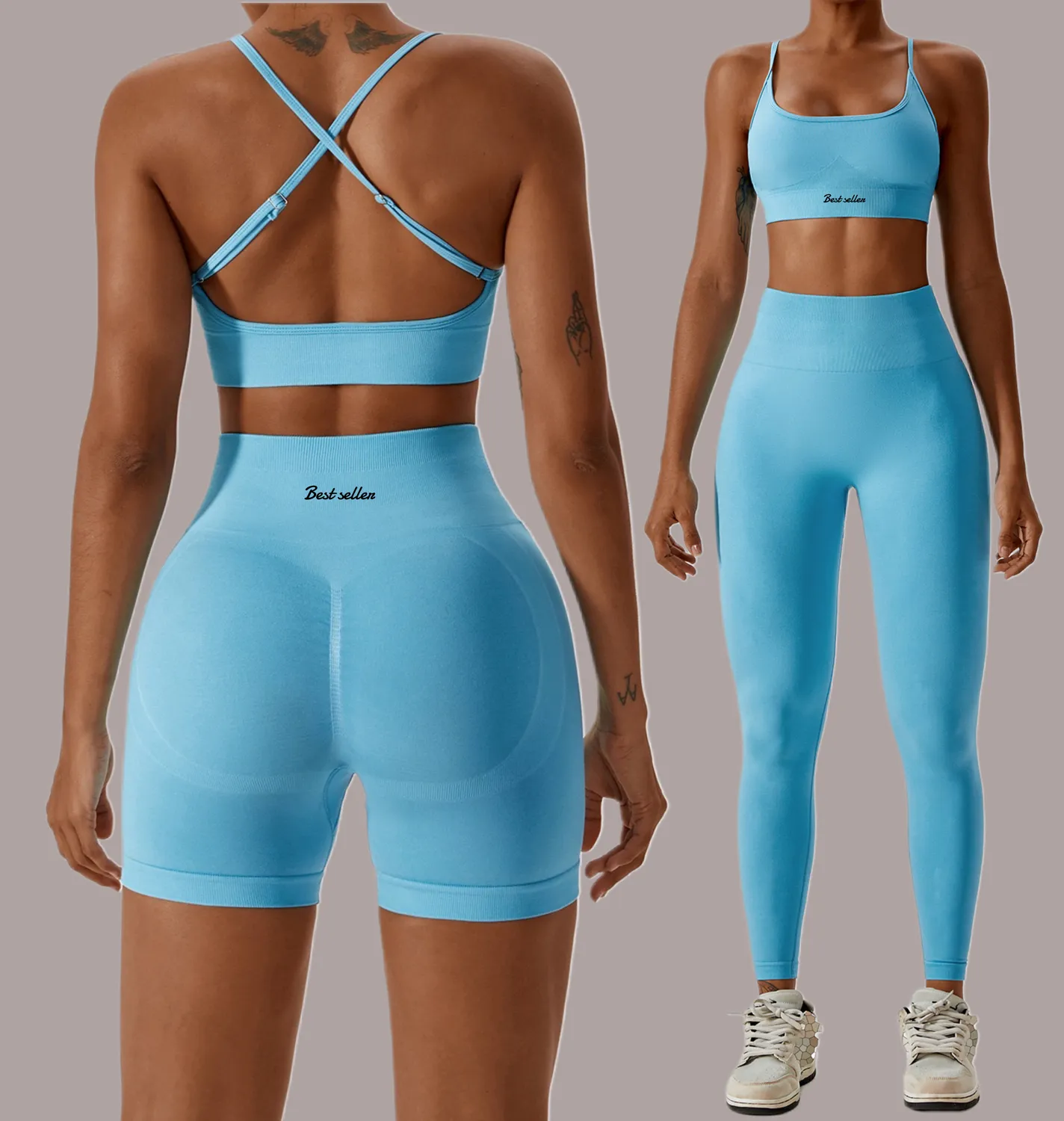 Venta al por mayor de alta calidad Fitness Gym Ropa Yoga Active Wear Set Transpirable 2 piezas Mujeres Yoga Conjuntos de entrenamiento para las mujeres