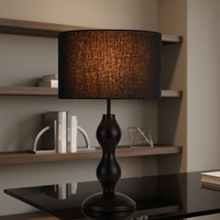 Lampe de table décorative électrique moderne et simple avec support de lampe E27, accents en fer forgé et abat-jour en tissu