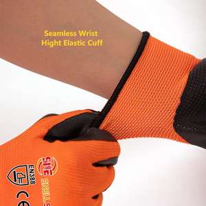 سلامة البناء ، قبضة نتريل سوداء برتقالية ، الحياكة القوية لأعمال البستنة والبناء - Product Image 2