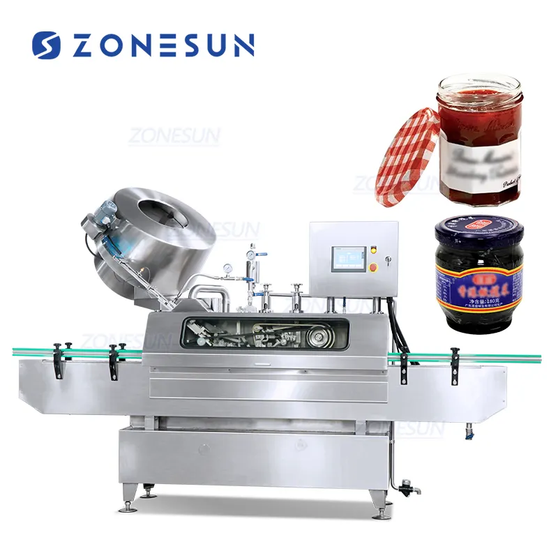 ZONESUN ZS-XG01 tappatrice sottovuoto a vapore con tappo in metallo con torsione automatica del barattolo di vetro lineare