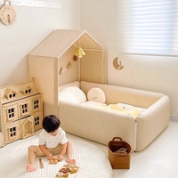 Tente de jeu et lit pour enfants 2 en 1, thème princesse avec barre de sécurité et pare-chocs, emballage compressé direct d'usine, espace de jeu