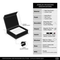 Boîte cadeau de luxe FUSSEN en carton rigide à charnière magnétique, noir mat, pour bijoux, bagues et colliers