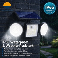 Lampe solaire murale pour cour et patio, 3 têtes rondes, 500LM, 231 LED, capteur PIR, contrôle de la lumière, micro-lumière, IP65, étanche, ABS, montage mural