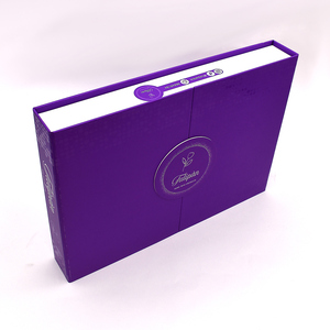 Tùy chỉnh sang trọng sô cô la Hộp quà tặng đôi mở màu tím phẳng đóng gói Logo tấm thiết kế mới cứng nhắc các tông dập nổi miếng bọt biển - Product Image 4