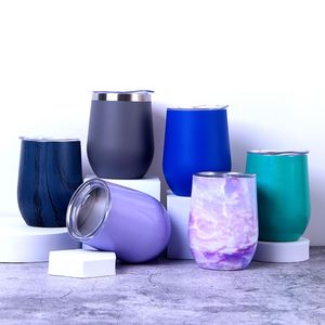 Gobelet isotherme à double paroi en acier inoxydable avec revêtement en poudre personnalisé, tasse à café, verre à vin sans pied de 12 oz avec logo - Product Image 1