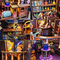 Kit de bricolage maison miniature en bois 3D Y-TOP Series Magic Mall avec système d'éclairage LED, insert pour niche à livres, vente chaude
