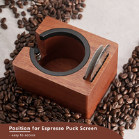 Support Carré Réutilisable en Noyer Naturel pour Tamper à Café, Support de Porte-Filtre, Organisateur de Tamper et Accessoires pour Machine à Expresso