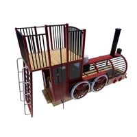Train à vapeur rétro non motorisé, équipement de jeux pour enfants, tuyau galvanisé à chaud avec structure d'escalade pour parc et complexe hôtelier