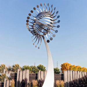 Adorno de jardín abstracto arte de Metal de acero inoxidable pulido en forma de corazón de viento escultura cinética para venta - Product Image 3
