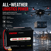 VIWIPOW 25Ah 55.3V Baterai Li-ion Isi Ulang Semi-Solid State Densitas Energi Tinggi untuk Drone, Baterai Drone Berkinerja Tinggi