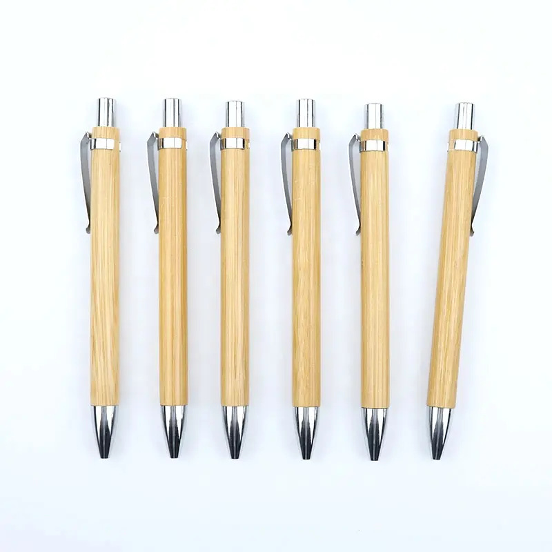 Очень дешевая Экологичная шариковая ручка из бамбукового дерева с индивидуальным логотипом