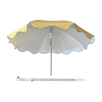 Parasols de plage portables personnalisés de 180 cm à rayures, avec mât en aluminium inclinable et torsadé, bord festonné et embout à vis, vente en gros