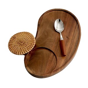 Solid Wood Serving <b>Tray</b> With Woven Insert Multifunctional For Coffee Tea <b>Snacks</b> Breakfast Dessert Use - Product Image 5