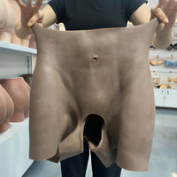 Pantalon en silicone avec entrejambe ouvert pour le corps, sous-vêtement sexy rembourré pour le cosplay, taille plus