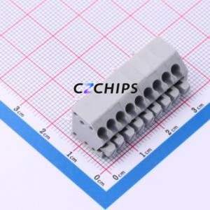 DB250A-3.5-9P-GY Spring Terminal Block Through hole Component (THT),P=3.5mm Connector 1x9P 3.5mm Gray 9P - Product Image 1