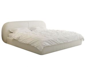 Soft-padded Technological Fabric <b>Bed</b> Custom-made Cream-style Tatami Double Wedding <b>Bed</b>, <b>Solid</b> <b>Wood</b> Floor-to-ceiling Fabric <b>Bed</b> - Product Image 1