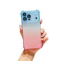 Coque de téléphone portable antichoc à quatre coins en TPU, dégradé bicolore, style Ins, design frais et naturel, couleurs bonbon, finition effet peau