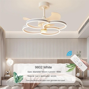 นอร์ดิกพัดลมติดเพดาน LED 5ใบมีด DC ดีไซน์ทันสมัยไร้เสียงเงียบมอเตอร์ไฟฟ้ากระแสสลับกระจกรับประกัน10ปีห้องนั่งเล่นหรี่แสงได้ - Product Image 4