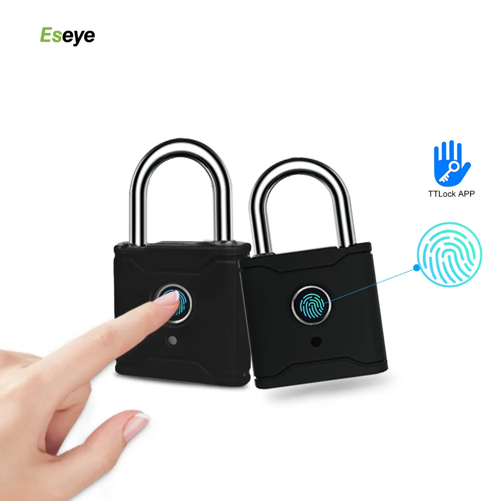 Atacado USB Recarregável Eletrônico Door Lock Smart Biometric Smart Keyless Touch Outdoor Impermeável Metal Fingerprint Cadeado