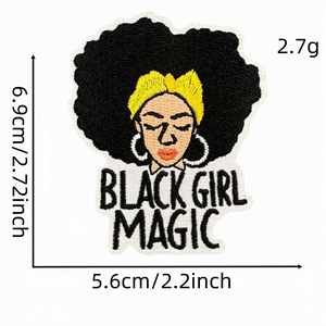 Iron on Embroidery Cartoon Black Girl Magic <b>Patch</b> for Clothes <b>Backpack</b> Decoration - Product Image 3