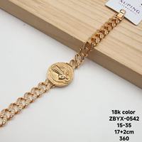 XUPING Bijoux en gros Bracelet jonc pour homme en cuivre plaqué or, style Hip Hop Rapper, chaîne maille cubaine entièrement pavée de pierres