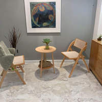 Chaise de salle à manger pliante MULIGNA élégante en rotin et bois massif, chaise K avec dossier en rotin, meuble de salle à manger gain de place pour la maison