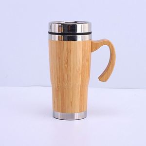 Custom Logo 450ml Bullet Shape Reusable Water <b>Bottles</b> Bamboo <b>Bottle</b> Insulated Vacuum <b>Steel</b> Water <b>Bottle</b> - Product Image 3