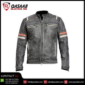 Hombres-Vintage Transpirable Motocicleta Retro-Moto Biker Montar Cuero Genuino Desgastado-Chaquetas de Moda - Product Image 3