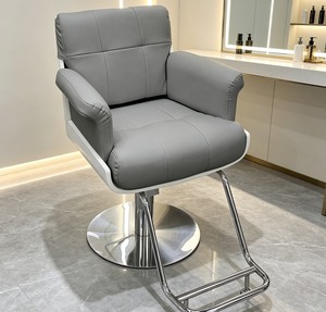 Sillón de Barbería Hidráulico de Cuero PU Blanco, Silla de Estilismo para Salón, Base de Acero Inoxidable, Asiento de Peluquería para Salón de Belleza - Product Image 4