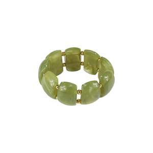 Fashion <b>Beaded</b> <b>Bracelets</b> Green Stone PVD <b>Gold</b> Plated 316L Stainless Steel Sustainable Resistant Jewelry - Product Image 1