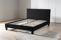 Cadre de lit plateforme moderne rembourré noir, lit simple en tissu avec tête de lit rembourrée, aucun sommier tapissier nécessaire, taille King/Queen