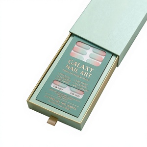 Tiras de Uñas de Gel Semicuradas con Diseño Vertical Aura Ombre en Tonos Menta y Durazno Sorbete para un Estilo Clean Girl, Uñas DIY de Salón - Product Image 1