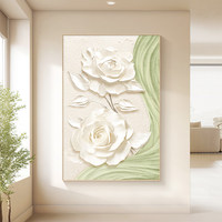 Peinture murale moderne style crème, décorative pour porche, encadrée en métal, art abstrait stéréoscopique, peinture florale pour salon, peinture au sol pour canapé