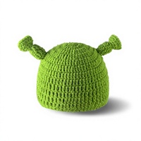 Bonnet en tricot Shrek Monstre Vert, drôle et mignon, couvre-tête d'hiver