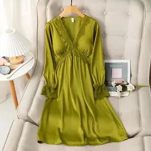 In Stock Packaging Lace Silk Satin Satin Sleepwear Satin Pajamas Night Dresses For Couples