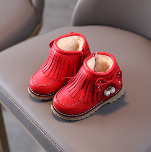 Bottes pour enfants, chaussures pour filles et garçons, bottes en cuir PU pour bébés, chaussures tendance pour tout-petits, bottes d'hiver chaudes pour la neige - Product Image 2