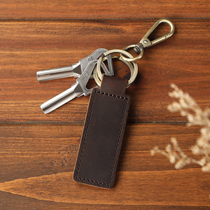 Porte-clés en cuir rétro en cuir de vachette avec fermoir mousqueton en métal, pendentif personnalisé anti-perte pour clés de <span class=keywords><strong>voiture</strong></span> - Product Image 5