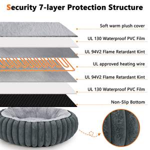 Komfortables Elektrisches Thermo-Katzenbett mit Einstellbarer Heizmatte Rundes Beheiztes Katzenbett für Wohnungskatzen und Kleine Hunde - Product Image 4