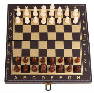 3-in-1 da bàn cờ bằng gỗ cờ vua miếng backgammon cờ trò chơi Quà Tặng sự lựa chọn cho trẻ em và người lớn <span class=keywords><strong>2</strong></span> người chơi - Product Image 3