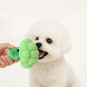Gıcırtılı brokoli peluş oyuncak köpek çiğnemek dayanıklı sıkıntı kabartma interaktif duygusal destek Pet diş çıkarma eğlenceli - Product Image 6